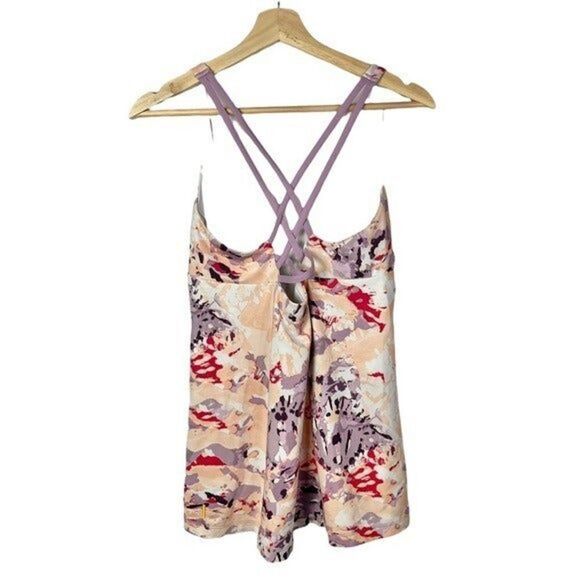 Lucy Purple & Pink Watercolor Cross Back Athletic Tank Top M - Picture 2 of 5